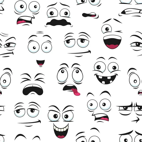 Patrón Expresión Cara Dibujos Animados Divertidos Personajes Ojos Boca Sonrisa — Vector de stock