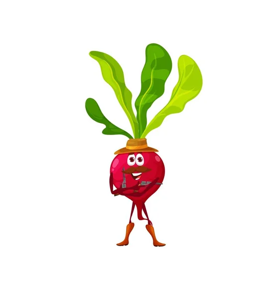 Cartoon Beet Sheriff Character Vector Beetroot Cowboy Ranger Wild West — Archivo Imágenes Vectoriales