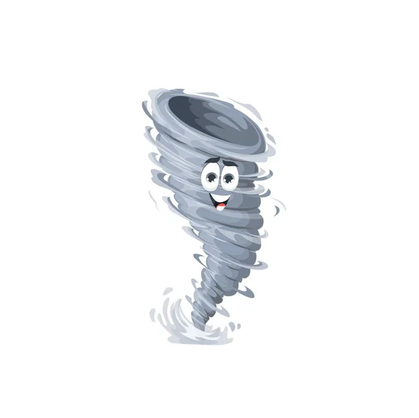 Cartoon Tornado Personaggio Tempesta Vortice Tornado Ciclone Uragano Vettore Isolato — Vettoriale Stock