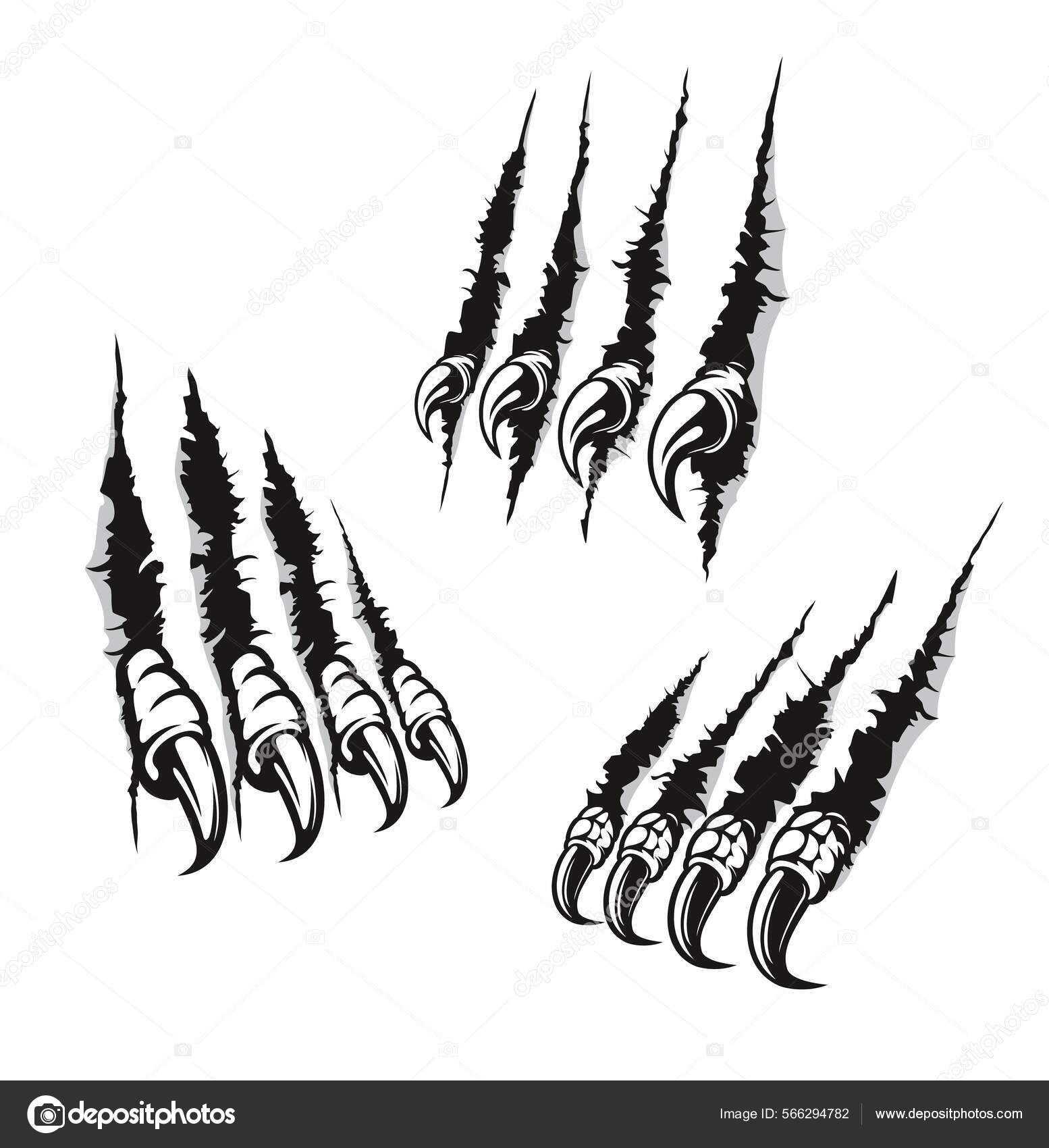Claw Marks Scratches Bird Prey Dragon Long Nails Vector Monster.