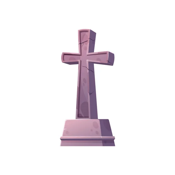 Náhrobek Kříž Ikona Hrob Kámen Halloween Symbol Izolované Kreslený Hřbitov — Stockový vektor
