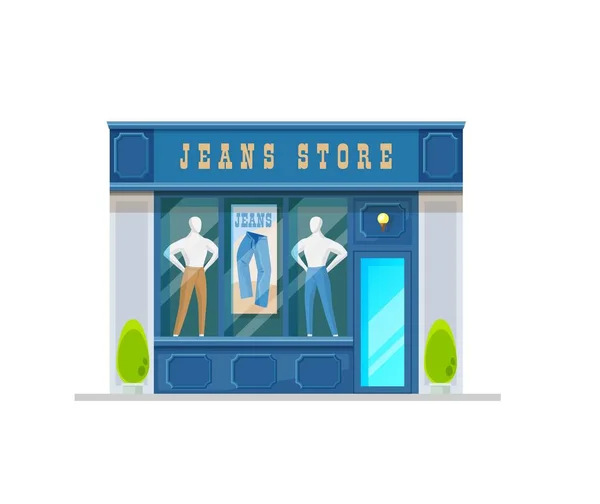 Jeans Clothing Shop Building Storefront City Street Store Mens Clothing — Vector de stock