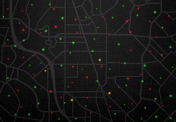 Surveillance Satellite Traffic Tracking City Map Screen Traffic Jam Danger — Stok Vektör