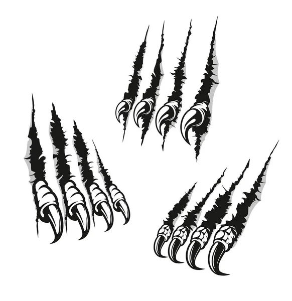 Claw Marks Scratches Bird Prey Dragon Long Nails Vector Monster — Vetor de Stock