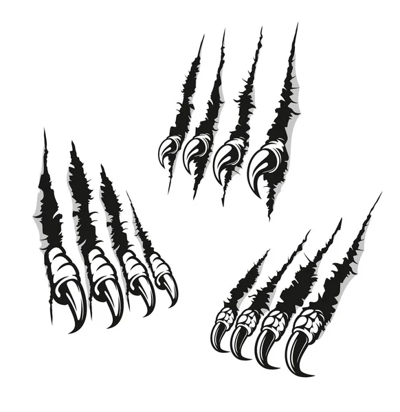 Claw Marks Scratches Bird Prey Dragon Long Nails Vector Monster — Stockvector