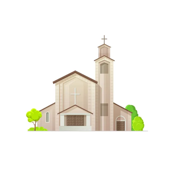 Catholic Church Temple Building Icon Christian Religion Cathedral Vector Architecture — Stockvektor