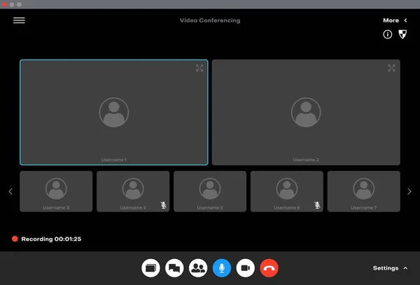 Interface Videocall Chamada Tela Vídeo Bate Papo Conferência Aplicativo Telefone —  Vetores de Stock