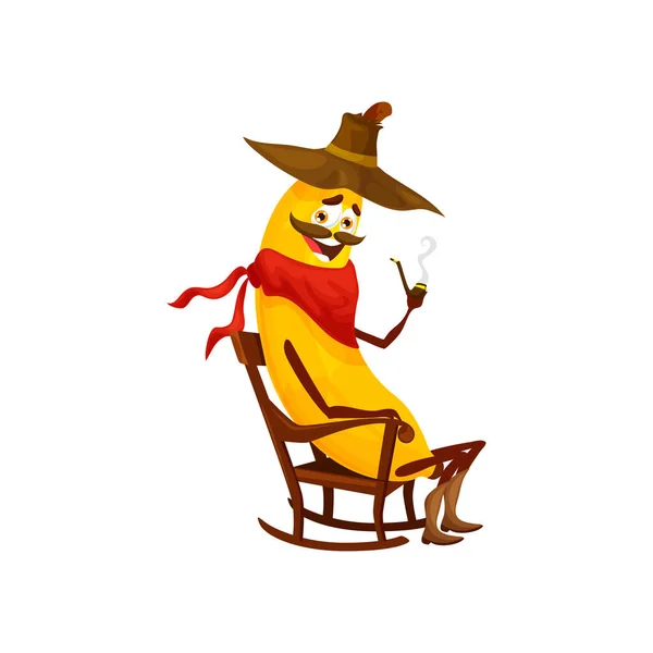 Cartoon Cowboy Sheriff Robber Bandit Ranger Banana Fruit Character Vector — Image vectorielle