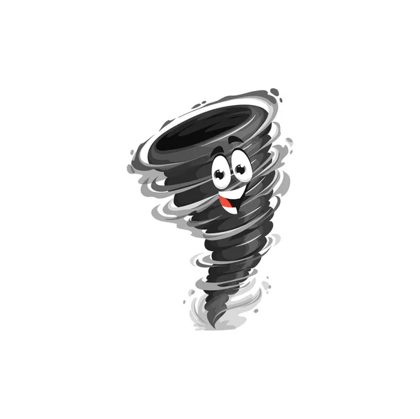 Cartoon Tornado Personaggio Divertente Vettore Tempesta Vortice Personaggio Tornado Vortice — Vettoriale Stock