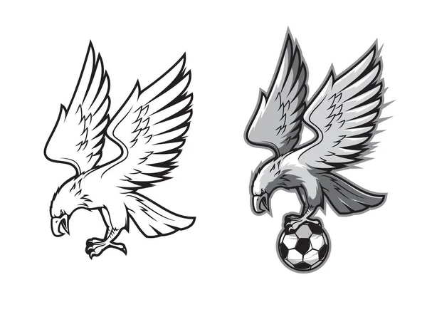 Eagle Mascot Soccer Football Ball Vector Eagle Hawk Falcon Bird — Vector de stock