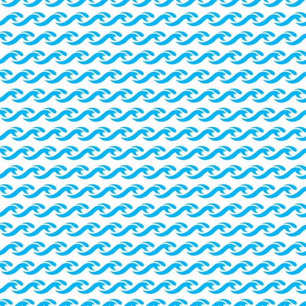 Ocean Sea Waves Seamless Pattern Vector Background Blue Water Ornament — Stok Vektör