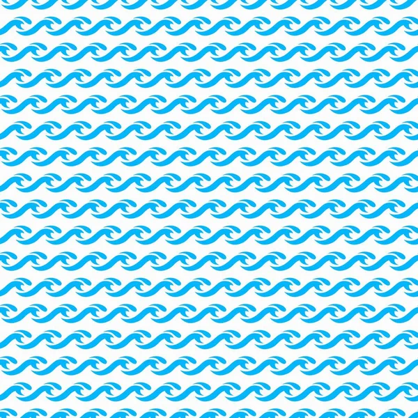 Ocean Sea Waves Seamless Pattern Vector Background Blue Water Ornament — ストックベクタ