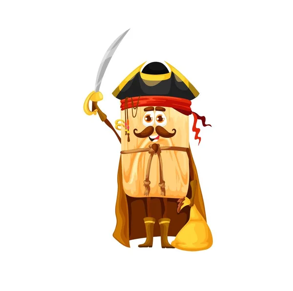 Cartoon Tamales Pirate Captain Character Vector Mexican Tex Mex Corsair — Vector de stock