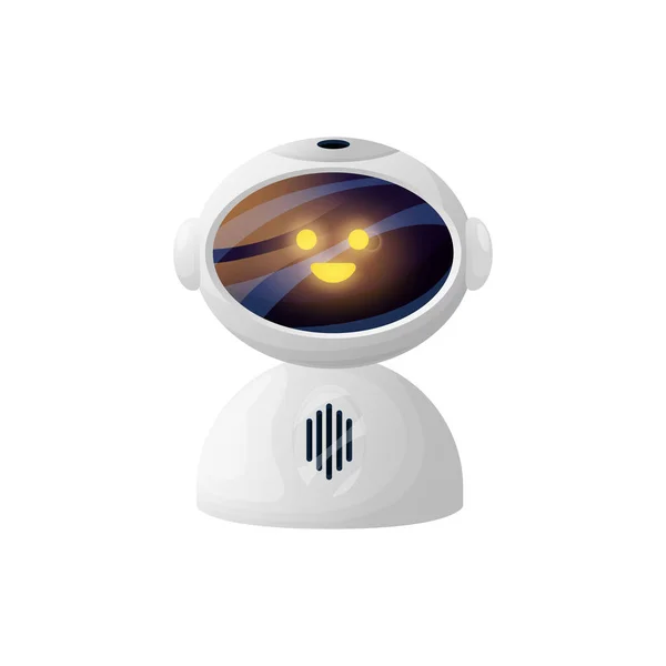Robot Bot Chatbot Assistant Virtuel Ligne Avec Visage Souriant Gentil — Image vectorielle