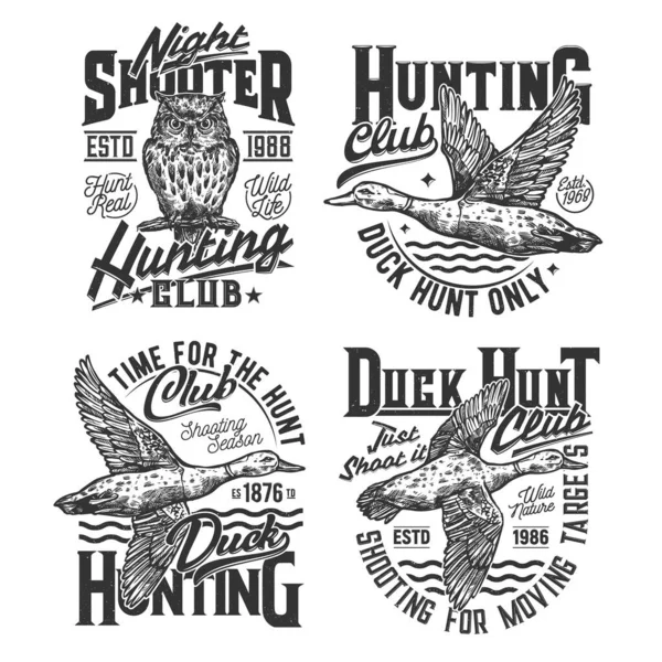 Hunting Adventure Shirt Prints Hunter Club Labels Shirt Apparel Vector — Stock Vector