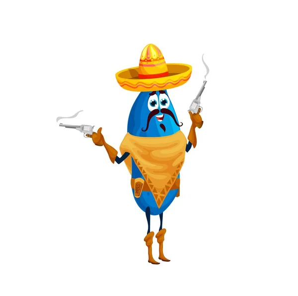 Cartoon Honeyberry Cowboy Character Vector Honeysuckle Berry Ranger Personage Wear — стоковий вектор