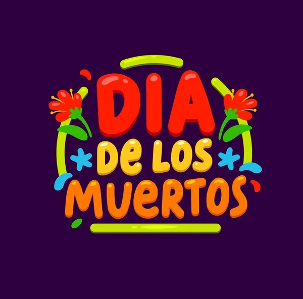 Dia Los Muertos Mexicaanse Cartoon Belettering Banner Mexico Vakantie Fiesta — Stockvector