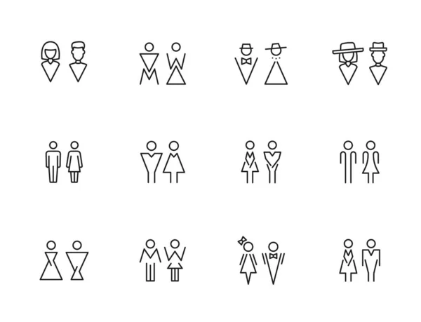 Toilet Icons Symbols Male Female Restroom Water Closet Vector Signs — Vettoriale Stock