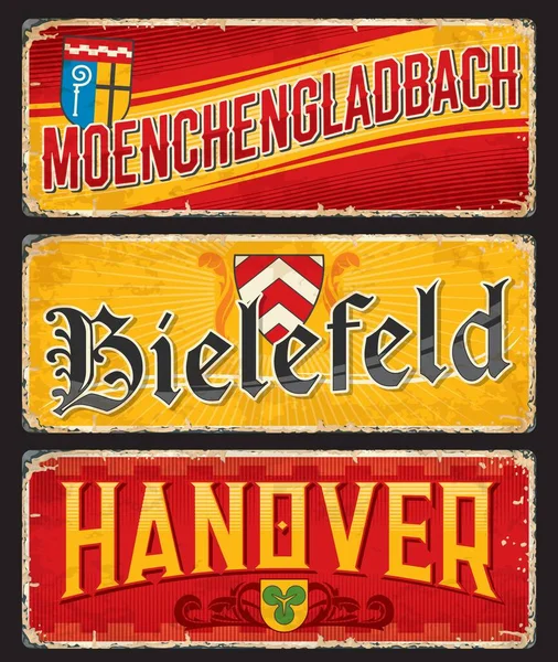 Hanover Bielefeld Moenchengladbach Pegatinas Viaje Ciudad Alemana Placas Pegatina Gruesa — Archivo Imágenes Vectoriales