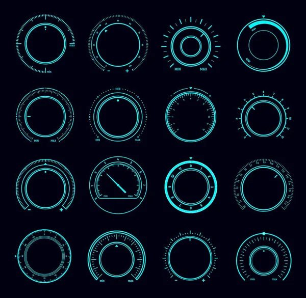 Interfaccia Hud Dial Interruttore Manopola Rotonda Del Volume Regolatori Controllo — Vettoriale Stock