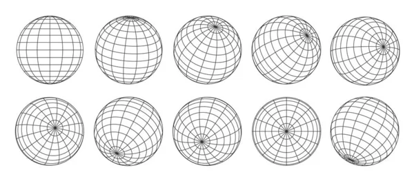 Globe Grid Planet Sphere Ball Wireframe Vector Earth Globe Surface — Stock vektor