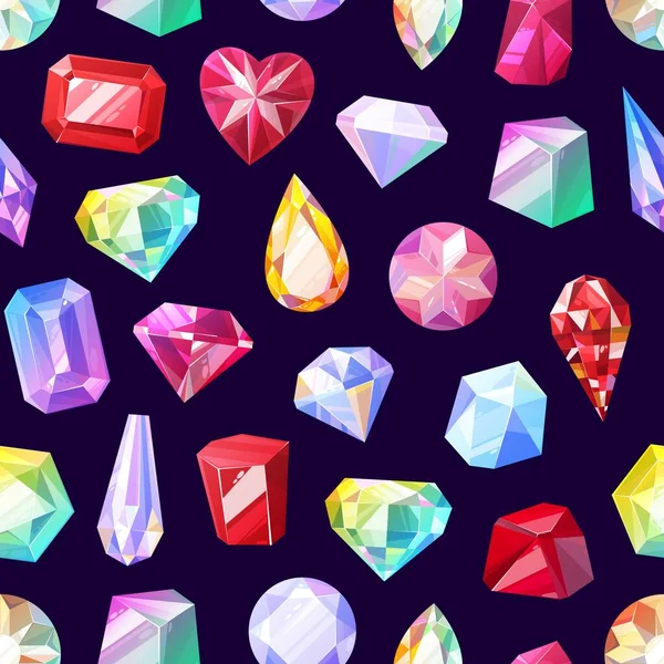 Gems Pattern Crystal Jewel Gemstones Precious Stones Vector Background Diamond — Wektor stockowy