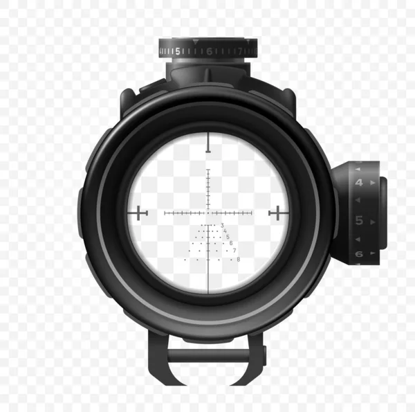 Sniper Scope Sight View Target Isolated Vector Crosshair Gun Realistic — Archivo Imágenes Vectoriales