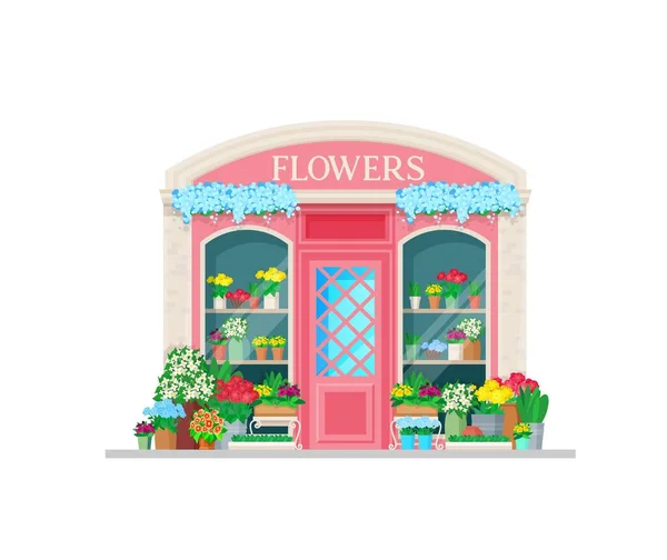 Flower Shop Building Storefront Facade City Store Local Business Kiosk — Stockvektor
