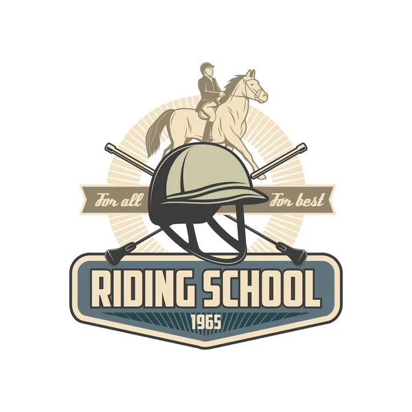 Riding School Retro Vector Icon Horse Equestrian Sport Jockey Racehorse — Vetor de Stock