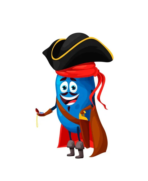 Cartoon Funny Honeyberry Pirate Captain Character Vector Berry Corsair Compass — Stok Vektör