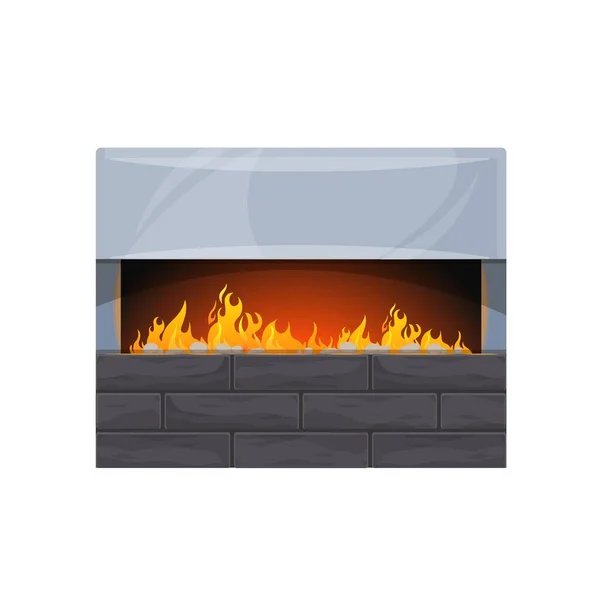 Modern Interior Fireplace Dwelling Contemporary Artificial Fireplace House Vector Stone — Stock Vector
