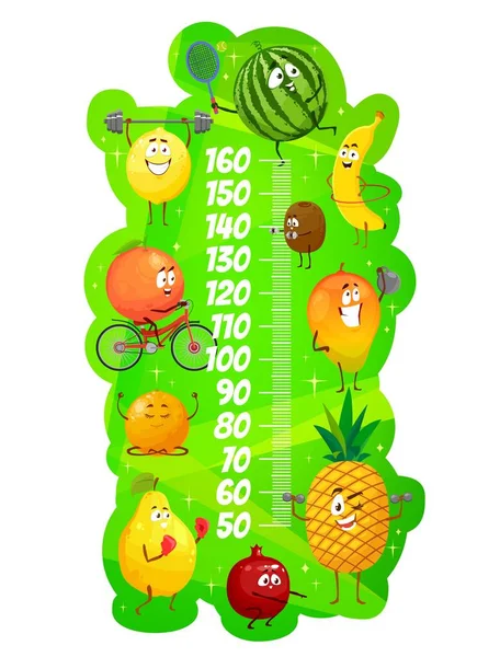 Kids Height Chart Funny Fruits Growth Meter Vector Wall Sticker — стоковый вектор