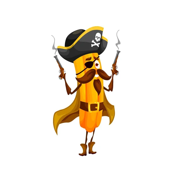 Cartoon Mexican Churros Pirate Captain Character Happy Vector Tex Mex — Stock Vector