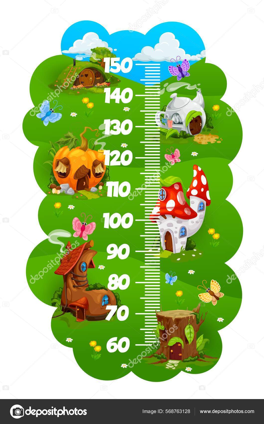 Baby Height Measure Ruler With Cute Cartoon Print Wooden Kids