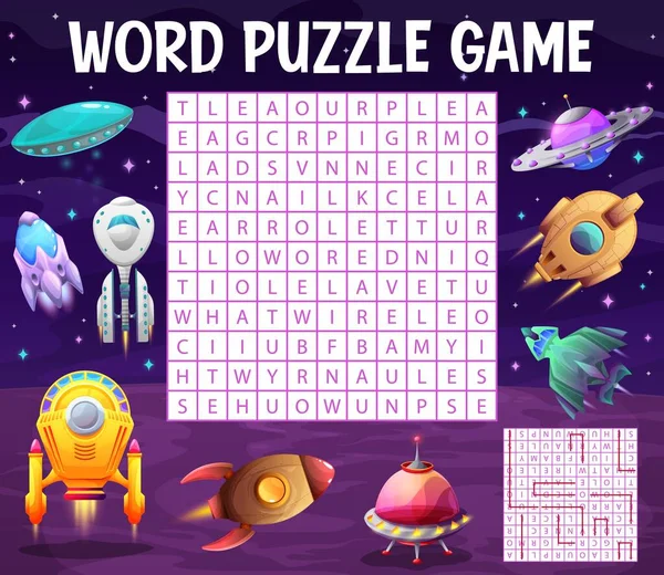 Find Starship Ufo Spaceship Colors Word Search Puzzle Quiz Game — ストックベクタ