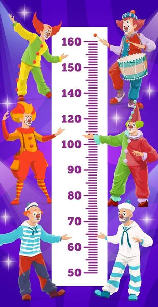 Kids Height Chart Shapito Circus Clowns Growth Vector Wall Ruler — Vettoriale Stock