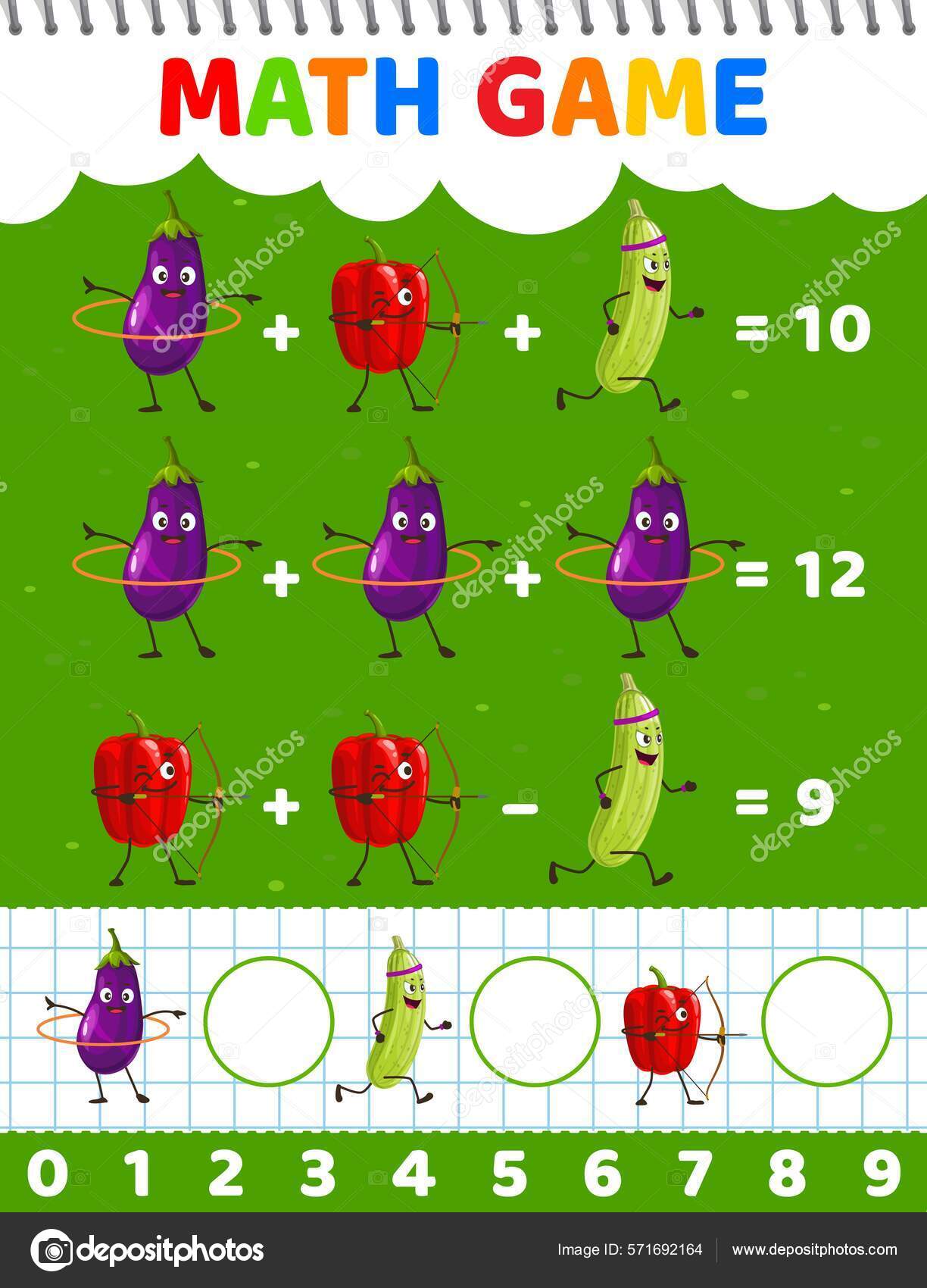 Quiz de planilha de jogo de matemática de animais de fazenda de