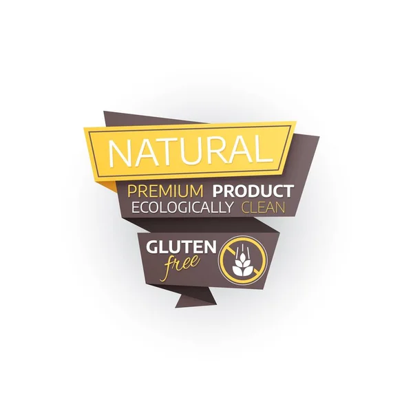 Ícone Produto Sem Glúten Natural Etiqueta Vetorial Para Alimentos Ecologicamente — Vetor de Stock
