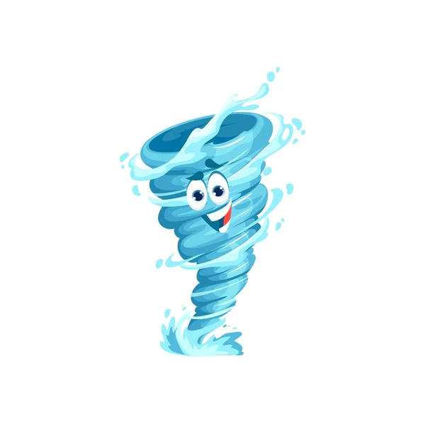 Cartoon Tornado Character Storm Whirlwind Twister Cyclone Vector Emoji Happy — Stock Vector