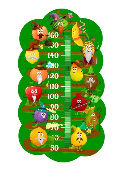 마술사 마법사 마법사 마법사 어린이 어린이 도표에 복숭아와 바나나 파인애플 — 스톡 벡터