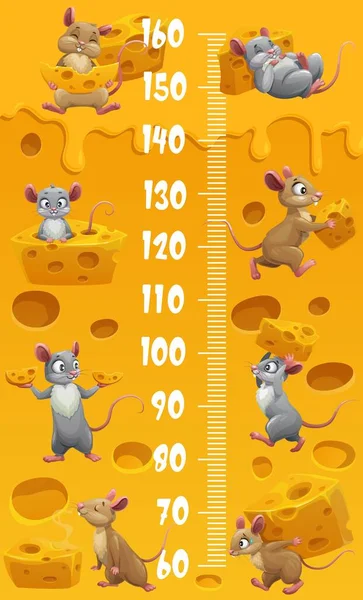 Zeichentrickmäuse Und Mäuse Mit Käse Kinder Höhendiagramm Kind Wachstum Zentimeter — Stockvektor