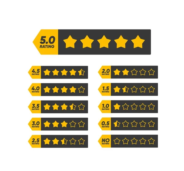 Cinco Estrellas Oro Tasa Revisión Sistema Calificación Comentarios Los Clientes — Vector de stock
