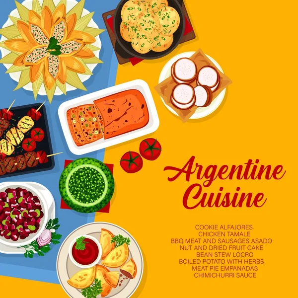 Argentina Pokrmy Jídelního Lístku Argentinská Jídla Jídla Vektor Argentinská Restaurace — Stockový vektor
