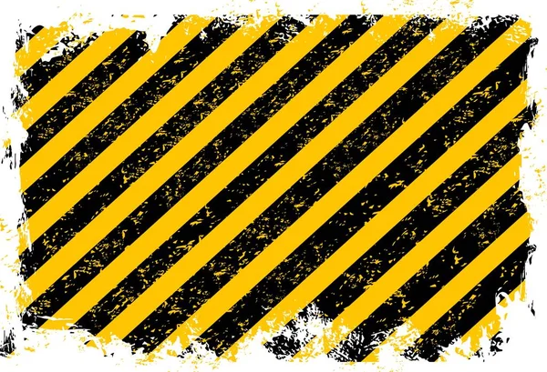 Grunge Yellow Black Stripes Industrial Background Warning Frame Vector Caution — Stock Vector