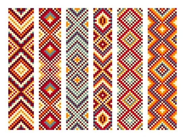 Piksel Meksykański Aztecki Wzór Majów Pochodzenie Etniczne Plemienne Płynny Geometryczny — Wektor stockowy