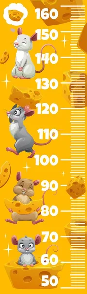 Gráfico Altura Crianças Com Ratos Desenhos Animados Bonitos Ratos Queijo — Vetor de Stock