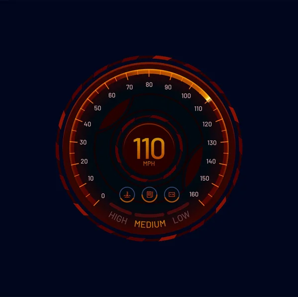 Futuristic Car Sponometer Ometer Ometer Dial Vector Car Dashboard Led — 스톡 벡터