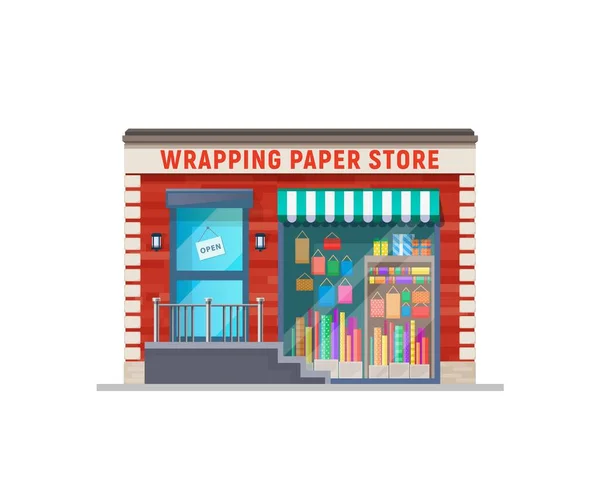 Wrapping Paper Store Shop Building Storefront City Street Building Commercial — Stock Vector