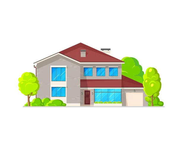 Modern Home Building Exterior Modern House Building Flat Vector Neighborhood — Stock Vector