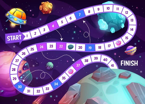 Çocuk Masa Oyunu Çizgi Film Uzay Aracı Galaksi Uzayında Ufo — Stok Vektör
